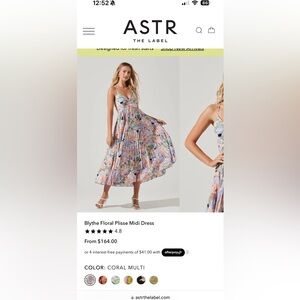NEW ASTR the label Blythe floral midi dress